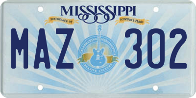 MS license plate MAZ302