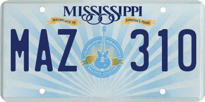 MS license plate MAZ310