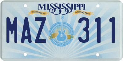 MS license plate MAZ311