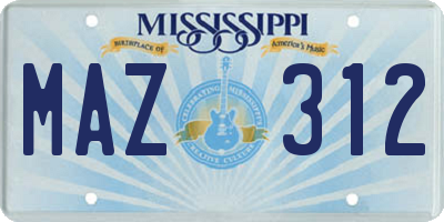 MS license plate MAZ312