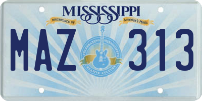 MS license plate MAZ313