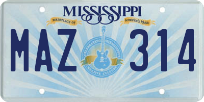 MS license plate MAZ314