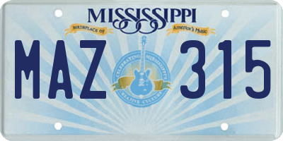 MS license plate MAZ315