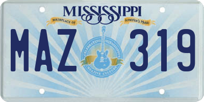MS license plate MAZ319