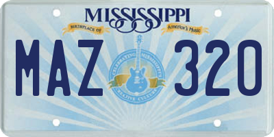 MS license plate MAZ320