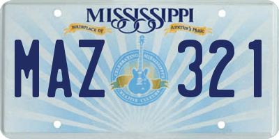 MS license plate MAZ321