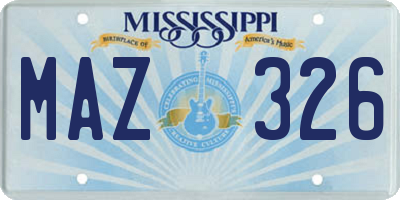 MS license plate MAZ326