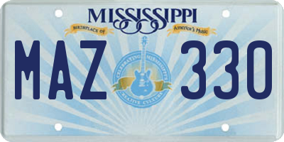MS license plate MAZ330