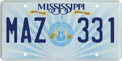 MS license plate MAZ331
