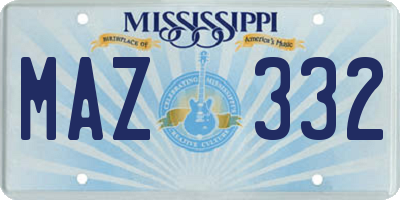 MS license plate MAZ332