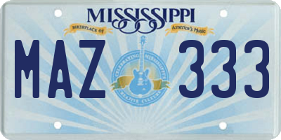 MS license plate MAZ333