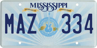 MS license plate MAZ334