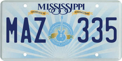 MS license plate MAZ335