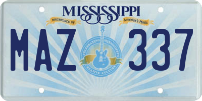 MS license plate MAZ337