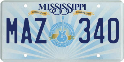 MS license plate MAZ340