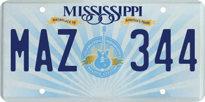 MS license plate MAZ344