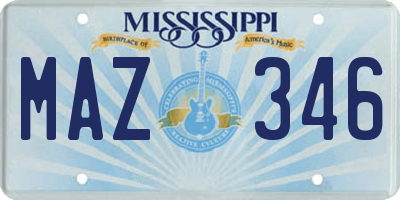 MS license plate MAZ346