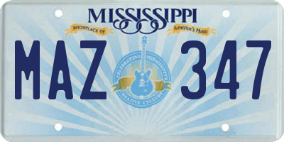 MS license plate MAZ347