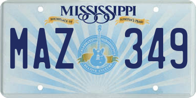 MS license plate MAZ349