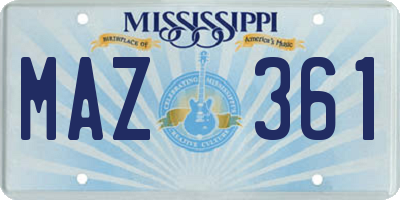 MS license plate MAZ361