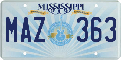 MS license plate MAZ363