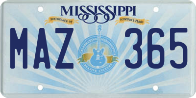 MS license plate MAZ365