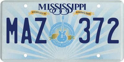 MS license plate MAZ372