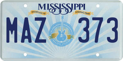 MS license plate MAZ373