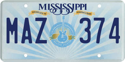 MS license plate MAZ374