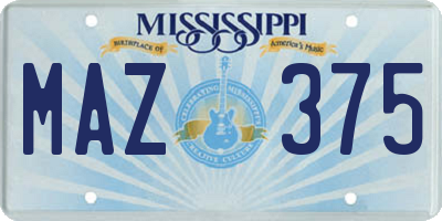 MS license plate MAZ375