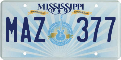 MS license plate MAZ377