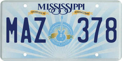 MS license plate MAZ378