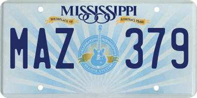 MS license plate MAZ379