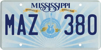 MS license plate MAZ380