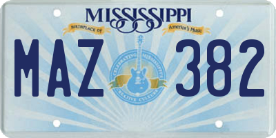 MS license plate MAZ382