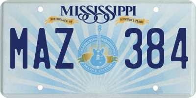 MS license plate MAZ384
