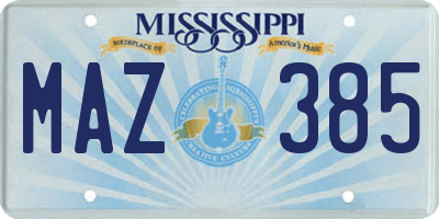 MS license plate MAZ385
