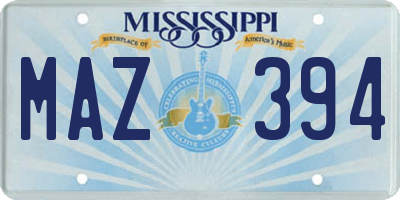 MS license plate MAZ394
