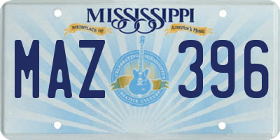MS license plate MAZ396