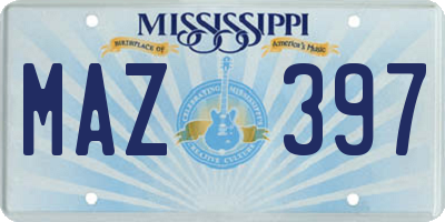 MS license plate MAZ397
