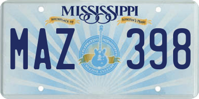 MS license plate MAZ398
