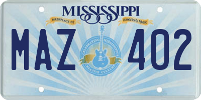 MS license plate MAZ402