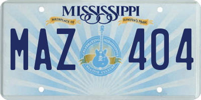 MS license plate MAZ404