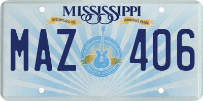 MS license plate MAZ406