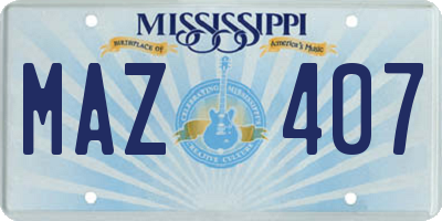 MS license plate MAZ407