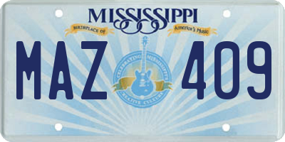 MS license plate MAZ409