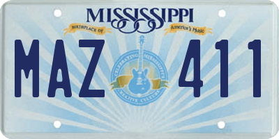 MS license plate MAZ411