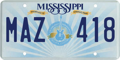 MS license plate MAZ418