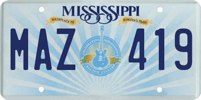 MS license plate MAZ419