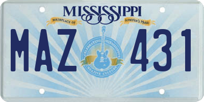 MS license plate MAZ431